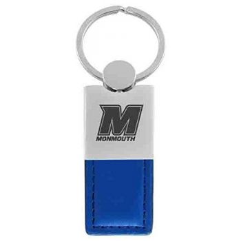 Modern Leather and Metal Keychain - Monmouth Hawks