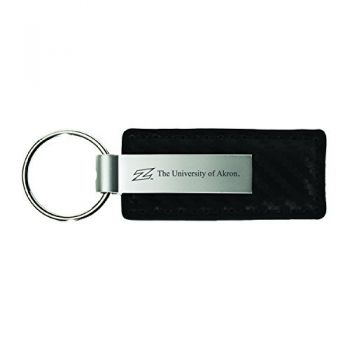 Carbon Fiber Styled Leather and Metal Keychain - Akron Zips