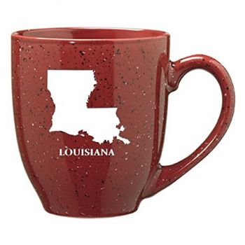 16 oz Ceramic Coffee Mug with Handle - Louisiana State Outline - Louisiana State Outline