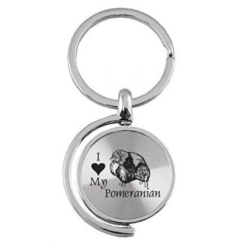 Spinner Round Keychain  - I Love My Pomeranian