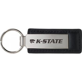 Stitched Leather and Metal Keychain - Kansas State Wildcats