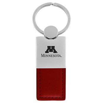 Modern Leather and Metal Keychain - Minnesota Gophers