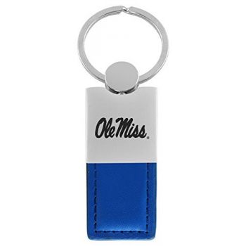 Modern Leather and Metal Keychain - Ole Miss Rebels