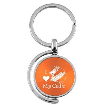 Spinner Round Keychain  - I Love My Collie