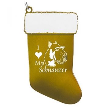 Pewter Stocking Christmas Ornament  - I Love My Schnauzer