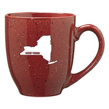 16 oz Ceramic Coffee Mug with Handle - New York State Outline - New York State Outline