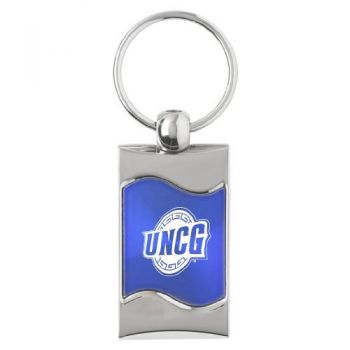 Keychain Fob with Wave Shaped Inlay - UNC Greensboro Spartans