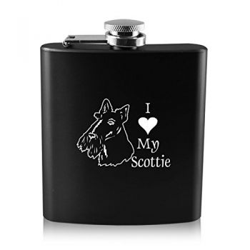 6 oz Stainless Steel Hip Flask  - I Love My Scottish Terrier