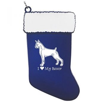 Pewter Stocking Christmas Ornament  - I Love My Boxer