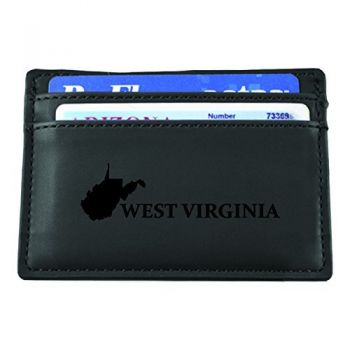 Slim Wallet with Money Clip - West Virginia State Outline - West Virginia State Outline