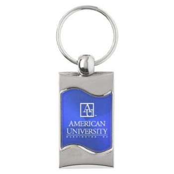 Keychain Fob with Wave Shaped Inlay - American University