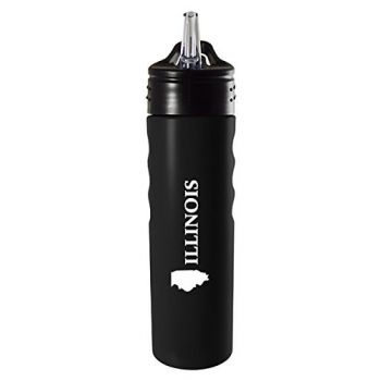 24 oz Stainless Steel Sports Water Bottle - Illinois State Outline - Illinois State Outline