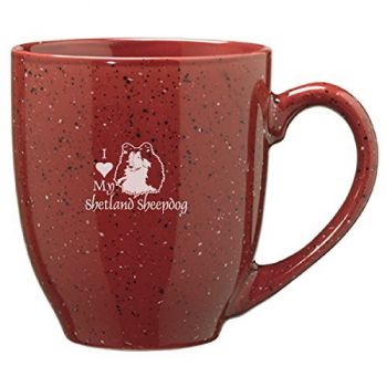 16 oz Ceramic Coffee Mug with Handle  - I Love My Shetland Sheepdog