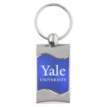 Keychain Fob with Wave Shaped Inlay - Yale Bulldogs