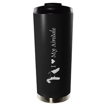 16 oz Vacuum Insulated Tumbler with Lid  - I Love My Airedale