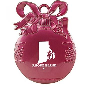 Pewter Christmas Bulb Ornament - Rhode Island State Outline - Rhode Island State Outline