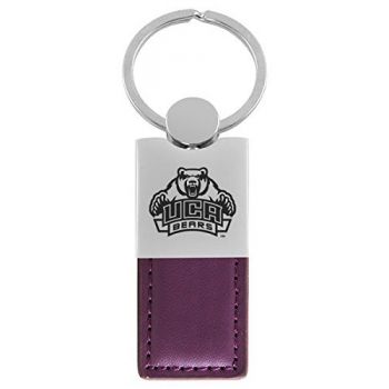 Modern Leather and Metal Keychain - Central Arkansas Bears