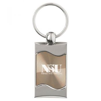 Keychain Fob with Wave Shaped Inlay - Norfolk State Spartans