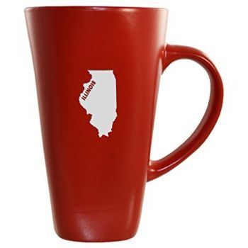 16 oz Square Ceramic Coffee Mug - Illinois State Outline - Illinois State Outline