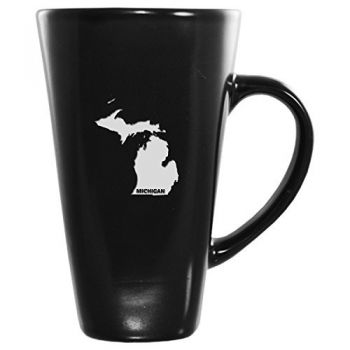 16 oz Square Ceramic Coffee Mug - Michigan State Outline - Michigan State Outline