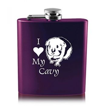 6 oz Stainless Steel Hip Flask  - I Love My Cavy