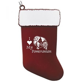Pewter Stocking Christmas Ornament  - I Love My Pomeranian