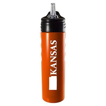 24 oz Stainless Steel Sports Water Bottle - Kansas State Outline - Kansas State Outline