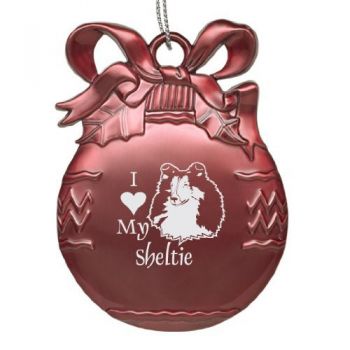 Pewter Christmas Bulb Ornament  - I Love My Sheltie