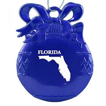 Pewter Christmas Bulb Ornament - Florida State Outline - Florida State Outline