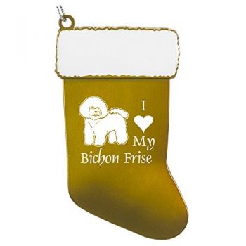 Pewter Stocking Christmas Ornament  - I Love My Bichon Frise