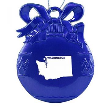 Pewter Christmas Bulb Ornament - Washington State Outline - Washington State Outline