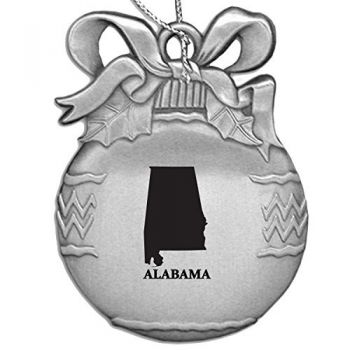 Pewter Christmas Bulb Ornament - Alabama State Outline - Alabama State Outline