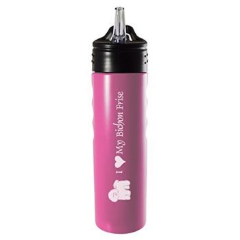 24 oz Stainless Steel Sports Water Bottle  - I Love My Bichon Frise