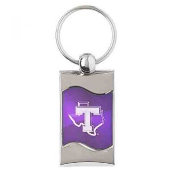 Keychain Fob with Wave Shaped Inlay - Tarleton State Texans