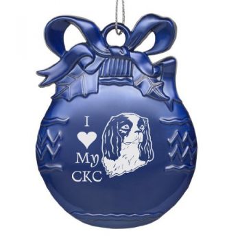 Pewter Christmas Bulb Ornament  - I Love My Cavalier King Charles