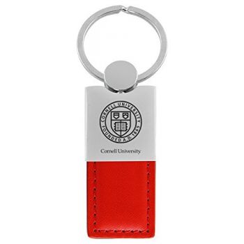Modern Leather and Metal Keychain - Cornell Big Red