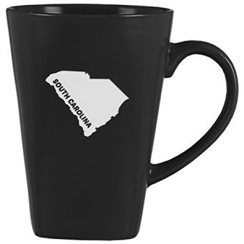 14 oz Square Ceramic Coffee Mug - South Carolina State Outline - South Carolina State Outline
