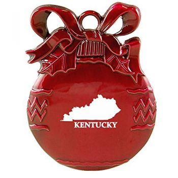 Pewter Christmas Bulb Ornament - Kentucky State Outline - Kentucky State Outline