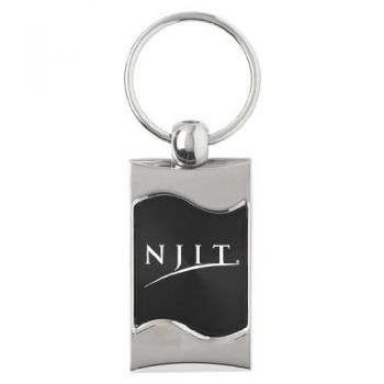 Keychain Fob with Wave Shaped Inlay - NJIT Highlanders