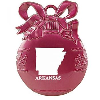 Pewter Christmas Bulb Ornament - Arkansas State Outline - Arkansas State Outline