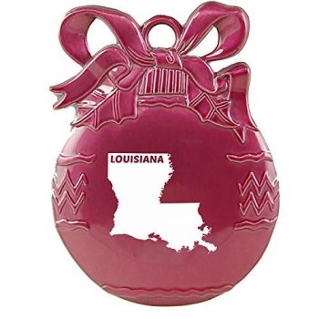 Pewter Christmas Bulb Ornament - Louisiana State Outline - Louisiana State Outline