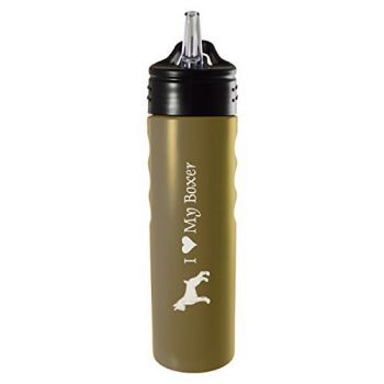 24 oz Stainless Steel Sports Water Bottle  - I Love My Boxer