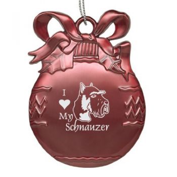 Pewter Christmas Bulb Ornament  - I Love My Schnauzer