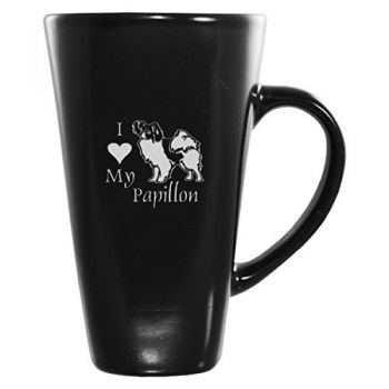 16 oz Square Ceramic Coffee Mug  - I Love My Papillon