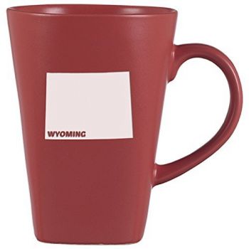 14 oz Square Ceramic Coffee Mug - Wyoming State Outline - Wyoming State Outline