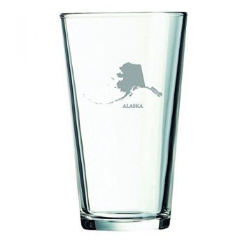 16 oz Pint Glass  - Alaska State Outline - Alaska State Outline
