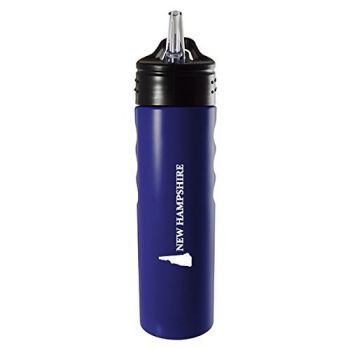 24 oz Stainless Steel Sports Water Bottle - New Hampshire State Outline - New Hampshire State Outline