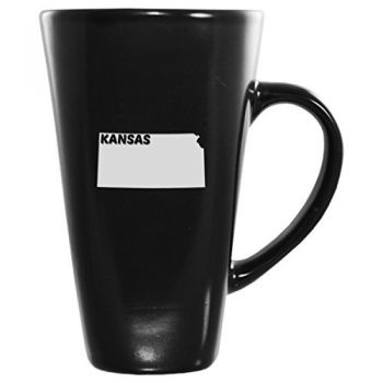 16 oz Square Ceramic Coffee Mug - Kansas State Outline - Kansas State Outline