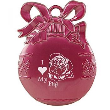 Pewter Christmas Bulb Ornament  - I Love My Pug