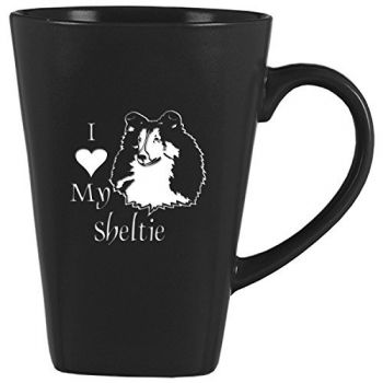 14 oz Square Ceramic Coffee Mug  - I Love My Sheltie